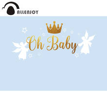 Allenjoy Oh  Baby Shower Little Angel Background Blue Pink Golden Silver Birthday Baptism Crown Photophone Photography Backdrop 2024 - buy cheap