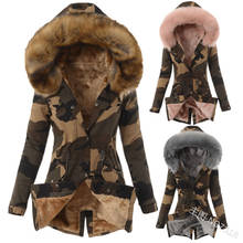 Women Winter Warm Parka Camouflage Hooded Fleece Jacket Coat Adjustable Waist Fur Collar zipper Single breast Thick outwear 5XL 2024 - buy cheap