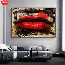 DIY Diamond Painting Abstract art, sexy red lips Full Square Diamond Embroidery sale Cross Stitch sets Mosaic Handmade Gift 2024 - buy cheap