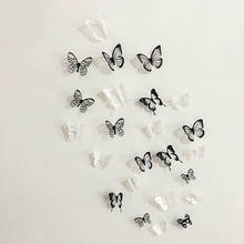 18Pcs 3D Black And White Butterfly Sticker Art Wall Decal Home Decoration Room Decor MUMR999 2024 - buy cheap