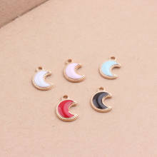 Wholesale 30PCS/Lot Gold Color Tone Alloy Moon Oil Drop Jewelry Charms Enamel DIY Jewelry Bracelet Necklace Floating Charm 2024 - buy cheap