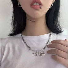 Collar con colgante de estrella y letra gótica kpop para mujer, cadena en el cuello, Gargantilla estética Punk, collar de chica, joyería 2024 - compra barato