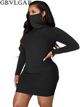 Женское Короткое платье-мини, однотонное облегающее платье с длинным рукавом и маской для лица, осень 2024 - купить недорого
