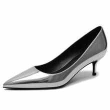 2020 White Sliver Red Women Shoes Woman High Heels Sexy Design Slip On Pointed Toe Genuine Leather Summer Pumps Big Size M0034 2024 - buy cheap