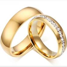 Обручальные кольца золотого цвета для женщин и мужчин, ювелирные изделия, обручальное кольцо из нержавеющей стали, Подарок на годовщину пары, гравировка имени на заказ 2024 - купить недорого