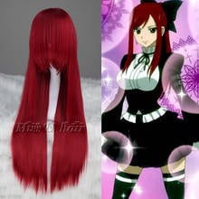 Anime alta qualidade fairy tail erza scarlet longa reta traje cosplay peruca para as mulheres anime peruca de cabelo sintético 2024 - compre barato