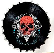 Tin Sign Bottle Cap Metal Tin Sign Rock and Roll Music Skull , Round Metal Signs for Home and Kitchen Bar Cafe Gas Station 2024 - buy cheap