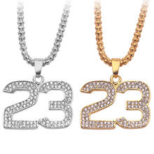 Fashion Charm Lucky Number 23 Pendant Necklace Men Statement Crystal Bling Necklaces Hip Hop Punk Party Jewelry Gifts For Men 2024 - buy cheap