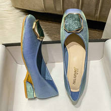 Zapatos de tacón plano con diamantes de imitación para mujer, zapatillas femeninas de tacón plano puntiagudo, de boca baja, a la moda, talla grande, novedad de primavera 2021 2024 - compra barato