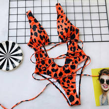 Bandage Leopard Swimsuit One piece Women Monokini 2022 New Sexy 1 pieces Swimwear High waist Backless Bathing suit Trikini Swim 2024 - buy cheap