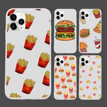 Funda de teléfono con dibujos animados para iPhone, carcasa bonita de hamburguesa, patatas fritas, pizza, Color blanco para iPhone 6, 7, 8, 11, 12 s, mini pro, X, XS, XR, MAX Plus 2024 - compra barato