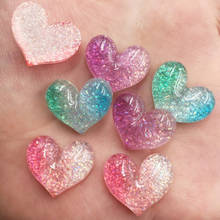12pcs Resin Glitter Cute Colorful Heart Flat Back Rhinestone Appliques DIY Wedding Scrapbook Craft Buttons F803 2024 - buy cheap
