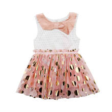 Платье для маленьких девочек 1-6 лет, праздничное платье принцессы без рукавов в горошек с блестками, летняя одежда 2024 - купить недорого