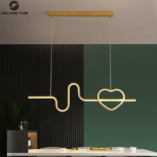 Lámpara colgante de luz Led minimalista, candelabro moderno de color negro y dorado para comedor, cocina, Lustres de techo 2024 - compra barato