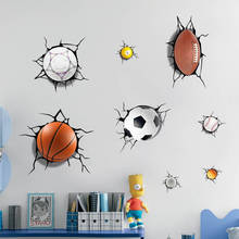 Adesivo de parede 3d com muitas bolas, para futebol, basquete, casa, adesivos de janela, quarto de crianças, sala de estar, decoração, mural de esportes 2024 - compre barato