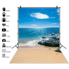 Laeacco Blue Sky White Clouds Sea Beach Palms Trees Photography Backdrops Photo Backgrounds Aloha Party Photophone Photo Studio 2024 - buy cheap