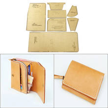 1 set of leather craft tools wallet mold kraft paper template DIY handmade leather sewing pattern short wallet drawing 2024 - buy cheap