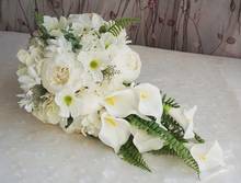 Eleganet Calla Lily Свадебный букет невесты с водопадом, держащий букет невесты, белые Искусственные цветы, Букет пионов, гортензия 2024 - купить недорого