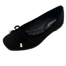 Zapatos planos de Ballet con pajarita para mujer, mocasines elegantes de cuero de ante negro, sin cordones, suaves, 2020 2024 - compra barato
