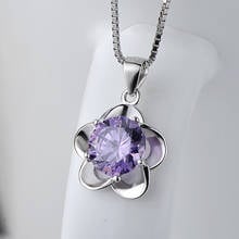 Collar de plata esterlina para mujer, colgante de flor de ciruelo, joyería de circón para mujer, chapado en oro de 18K, cadena de caja de 18 pulgadas gratis con caja 2024 - compra barato