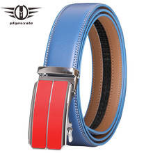 Blue Genuine Leather Belts For Men High Quality Automatic Belt Men Ratchet 2021 New Arrival 35mm Width Cinturones Hombre G188 2024 - buy cheap