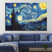 Famoso artista van gogh pintura a óleo céu estrelado paisagem pintura em tela impressão cartaz imagem sala de estar decoração da parede casa 2024 - compre barato