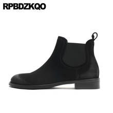 Botines Chelsea de talla grande para mujer, botas de ante, cuero genuino, punta redonda, grueso, 12, 44 2024 - compra barato