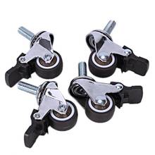 Promotion! 4Pcs Mini Small Casters 1 Inch M8X15Mm Tpe Silent Wheels With Brake Universal Casters Wheel For Furniture Bookcase Dr 2024 - buy cheap