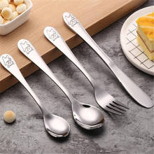 Vajilla portátil de acero inoxidable para bebé, cuchara, tenedor, cuchillo, utensilios para aprender a comer 2024 - compra barato
