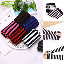 Autumn Wrist Arm Hand Arm Warmers Knitted Fingerless Gloves Long Sleeve Soft Striped Arm Gloves 2024 - buy cheap
