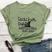 Футболка для учителя Shark Doo Kawaii, женские повседневные Летние Графические футболки, футболка с коротким рукавом, Забавные Рубашки, хлопковые топы, модная одежда 2024 - купить недорого