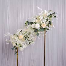 1 м на заказ свадебные цветочные настенные принадлежности шелковые искусственные цветы розы ряд декор для свадебной вечеринки железная Арка фон 2024 - купить недорого