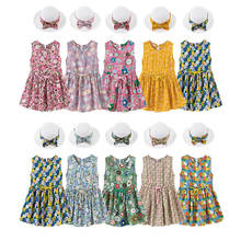 2PCS/Set Girls Dress +Hat Cotton Comfortable Children's Dress 2021 Summer Dress Floral Girls' Sleeveless Dress For Children 2024 - buy cheap
