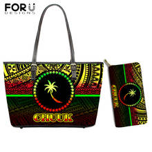 FORUDESIGNS-Conjunto de bolsos con asa para mujer, Top elegante con estampado de la Tribu tradicional Chuuk, bolso de lujo, funda de dinero 2024 - compra barato