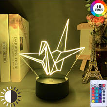 Orizuru 3D Ночной светильник светодиодный сенсорный Сенсор 16 Цвета изменение USB Батарея приведенный в действие ночной Светильник для домашнего украшения бумажный светильник кран 2024 - купить недорого
