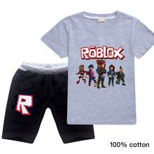 Verão crianças robloxing camisola de manga curta + calças terno roupas da menina roupas de menino coreano roupa do bebê camiseta terno 2024 - compre barato