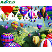 Azqsd pintura a óleo por número diy balão kits de pintura em tela original presente pintura por números paisagem decoração para casa 2024 - compre barato
