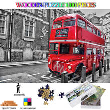 Rompecabezas de autobús rojo en Londres para adultos, puzle de 1000 piezas de madera, rompecabezas de ensamblaje DIY, juguetes de rompecabezas de paisaje de ciudad famosa 2024 - compra barato