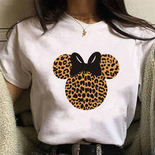 Camiseta con estampado de leopardo y Minnie Mouse para Mujer, remera divertida para Mujer, Camiseta de manga corta para Mujer, Camiseta para chica 2024 - compra barato