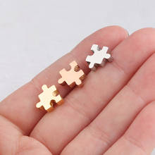 100% Stainless Steel Puzzle Bead Charm For Jewelry Making 1.8mm Hole Metal Jigsaw Beads Mirror Polished 30pcs 2024 - buy cheap