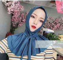 Muslim One Piece Amira Lacing Headscarf Shawl Cap Arab Women Instant Hijab Wrap Headwear Islamic Full Cover Convenience Scarf 2024 - купить недорого
