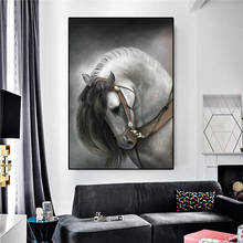 Pintura de cavalo preto e branco, posters e impressões de animais, arte de parede, quadros, decoração de casa, impressões de lona, dropshipping 2024 - compre barato