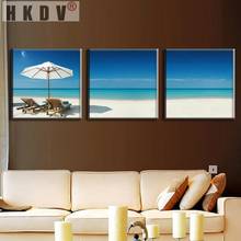 HKDV 3 панели солнце сияет синий морской пляж тропический пейзаж холст живопись настенные картины комната плакат печать HD домашний декор 2024 - купить недорого