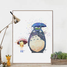 Акварель Miyazaki мультфильм аниме Тоторо кавайные животные холст искусство печать плакат Настенная картина Декор детской комнаты картина на заказ 2024 - купить недорого