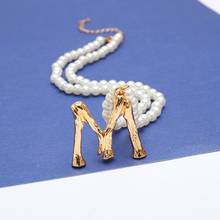Wedding Pearl Necklace Charm Elegant Gold ColorM Letter Pendant Necklace Vintage Charm Long Chain Jewelry For Women 2024 - buy cheap