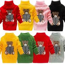 Свитер с рисунком для маленьких девочек; джемпер; детские вязаные пуловеры; теплая верхняя одежда с высоким воротником; свитер для мальчиков; сезон осень-зима 2024 - купить недорого
