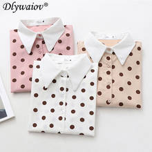 Chiffon Blouse women 2021 Spring New sweet Dots Wild lapel blouse speaker long sleeve shirts Autumn Tops Female casual clothes 2024 - buy cheap