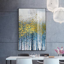 Lienzo abstracto de oro brillante, pintura moderna, póster impreso para sala de estar, pasillo, decoración artística de pared a la moda, azul y gris 2024 - compra barato