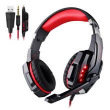 Headphone gamer com fio g9000 3.5mm, headset ajustável com microfone para computador, iluminação e áudio 2024 - compre barato