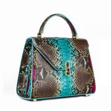 Moda genuíno couro exótico das mulheres serpentina bolsa feminina autêntico verdadeiro couro senhora único cruz bolsa de ombro 2024 - compre barato